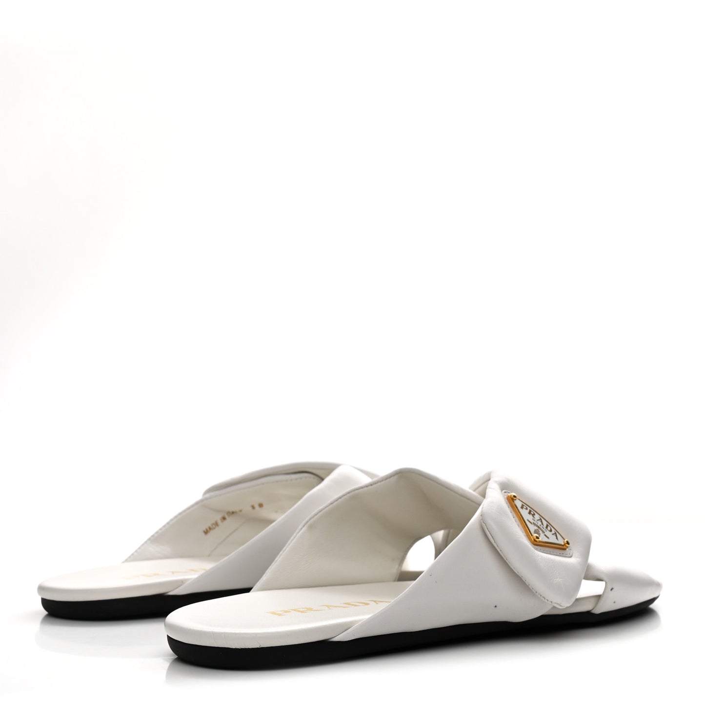 Nappa Logo Strap Slide Sandals 38 White