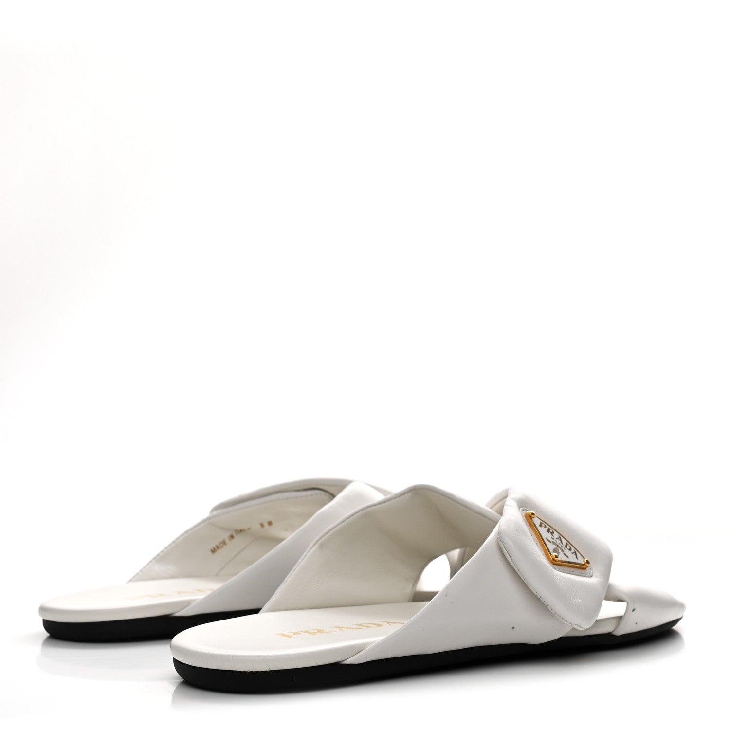 Prada Nappa Logo Strap Slide Sandals 38 White 5 of 10