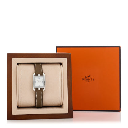 Hermes Stainless Steel Swift Diamond Mother of Pearl 23mm Cape Cod Quartz Watch Etoupe 2 of 5
