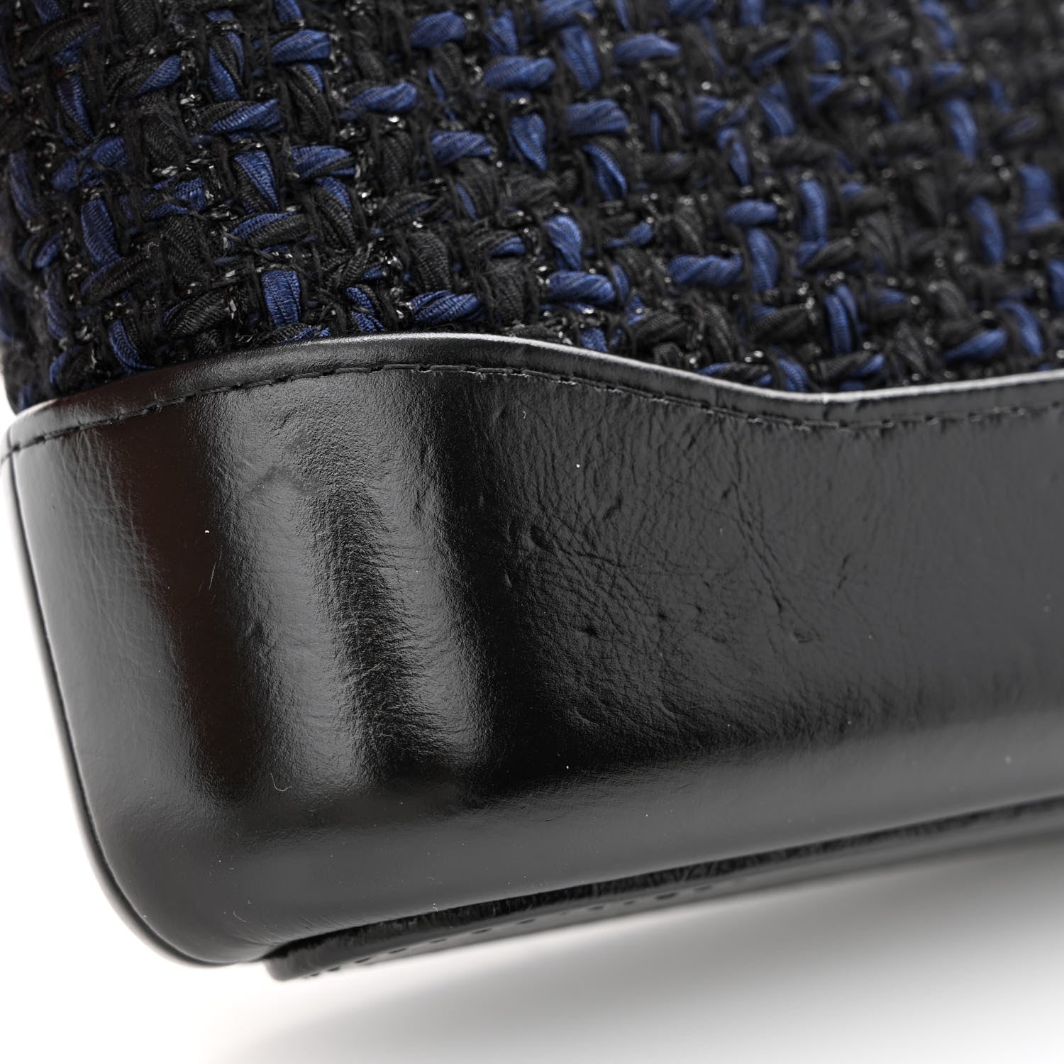 Chanel Tweed Calfskin Small Gabrielle Clutch With Chain Black Blue 14 of 17