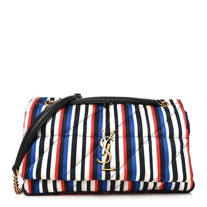 Saint Laurent Silk Striped Monogram Medium Jamie Blue Multicolor 1 of 9