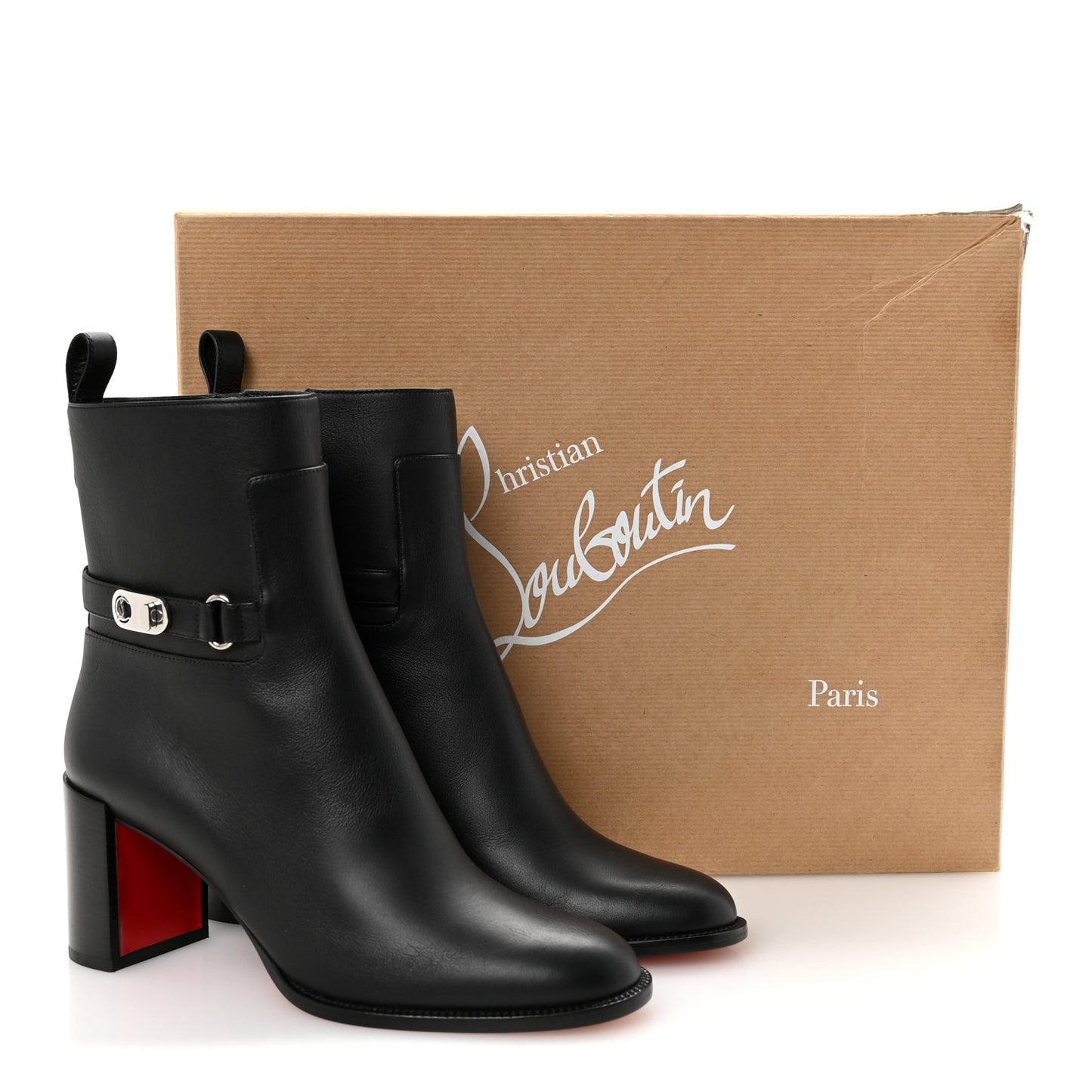 Calfskin Lock Booty 70 Ankle Boots 37 Black