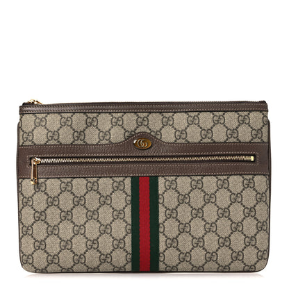 Gucci GG Supreme Monogram Large Ophidia Pouch Clutch Brown 1 of 9