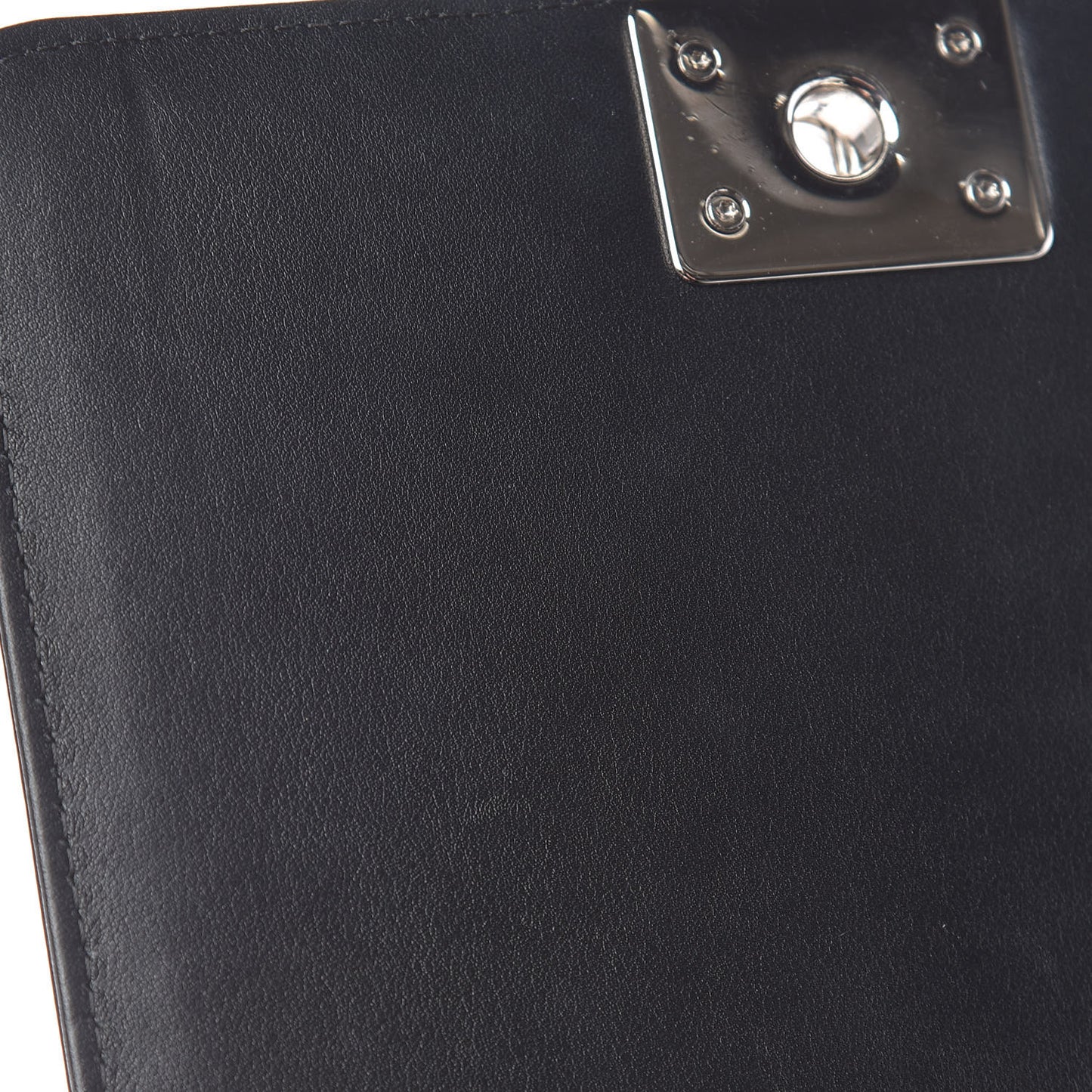 Calfskin Tweed Quilted North South Boy Flap Black