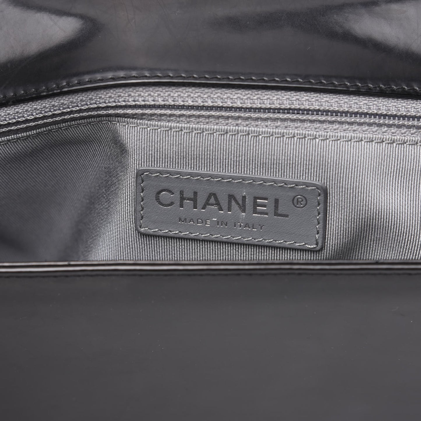 Glazed Calfskin Large Boy Flap Black