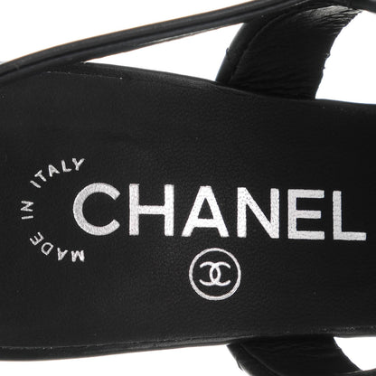 Chanel Calfskin Quilted Sandals 40 Black 7 of 9