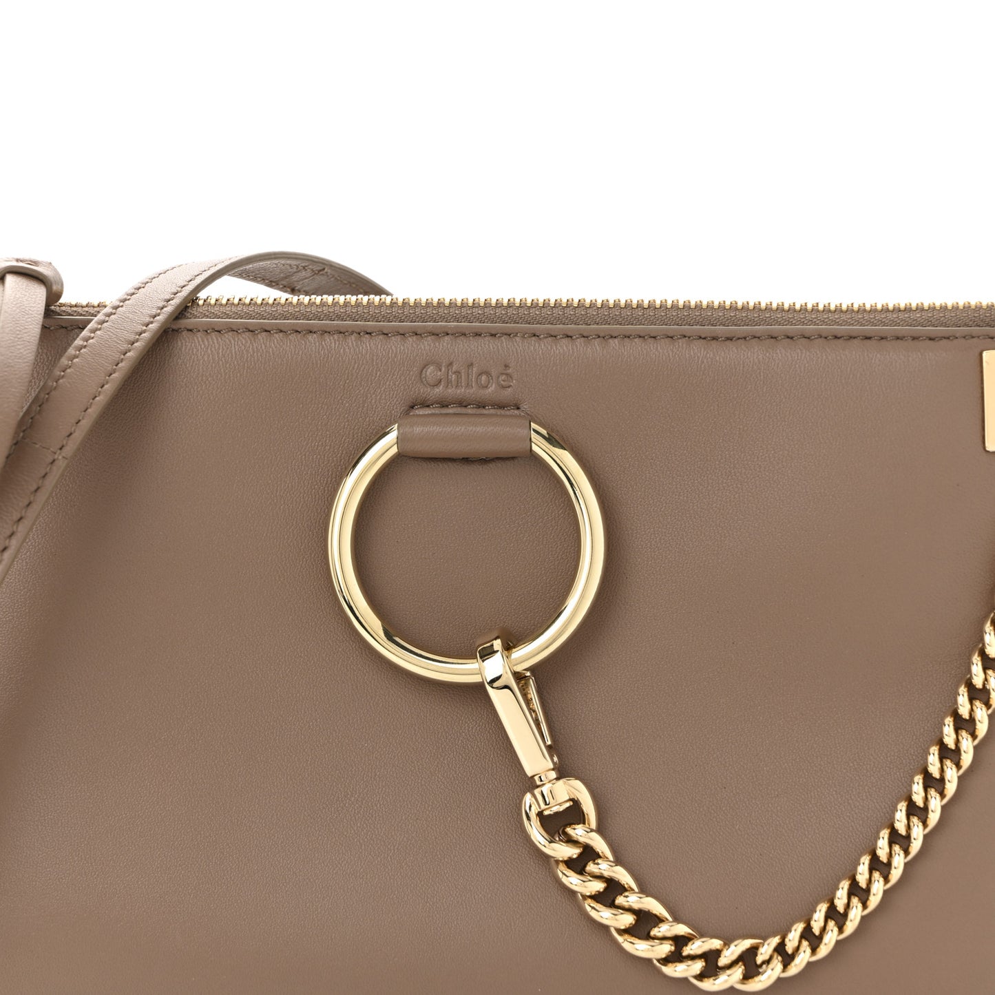 Supple Lambskin Small Faye Soft Zippered Shoulder Bag Neutral