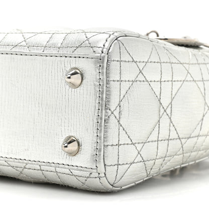 Christian Dior Metallic Grained Calfskin Cannage Small Lucky Badges My Lady Dior Silver 7 of 9