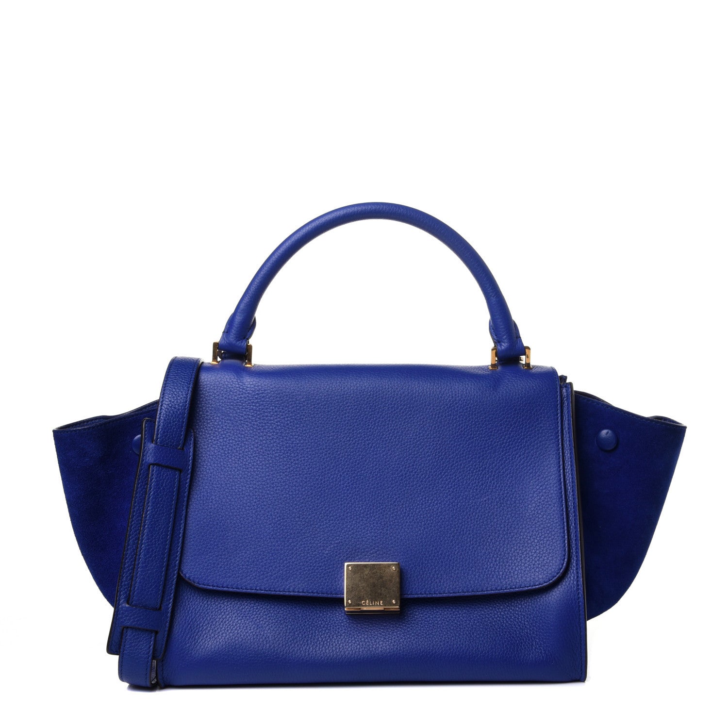 Celine Drummed Calfskin Suede Small Trapeze Indigo 1 of 10