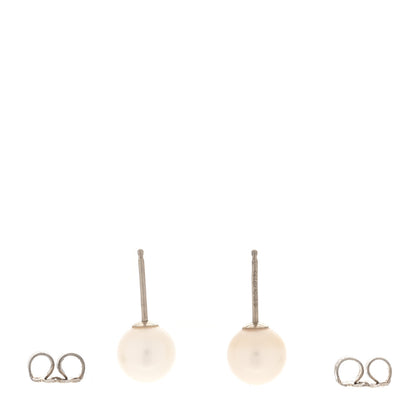 Tiffany 14K White Gold Cultured Pearl 7-8mm Ziegfeld Earrings 3 of 5