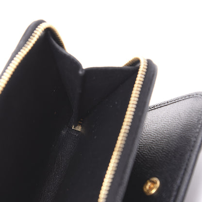 Saint Laurent Grain De Poudre Matelasse Chevron Monogram Compact Zip Around Wallet Black 5 of 11