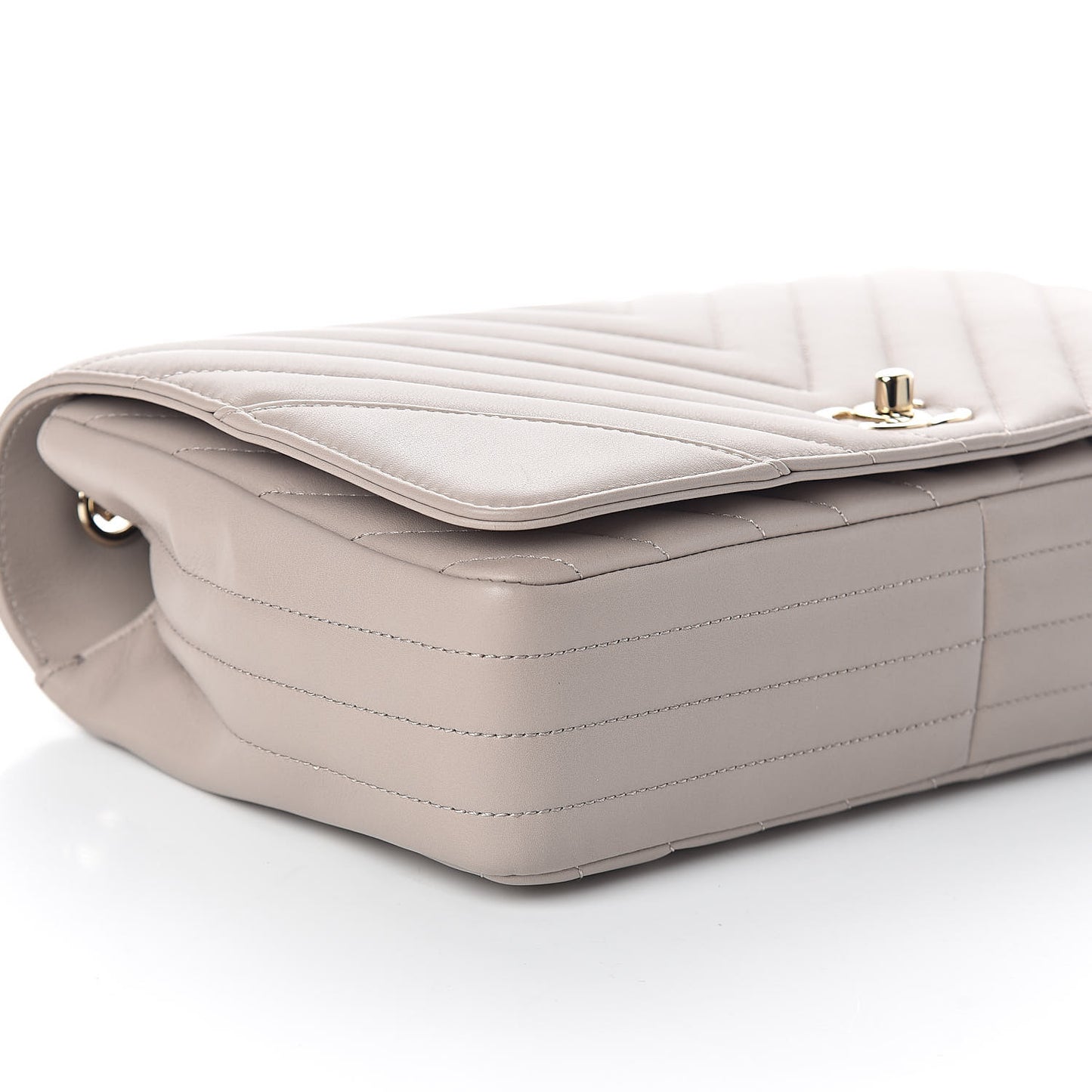 Calfskin Chevron Quilted Medium Statement Flap Grey