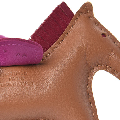 Hermes Milo Lambskin Grigri Rodeo Horse Bag Charm PM Gold Rubis Rose Poupre 3 of 4
