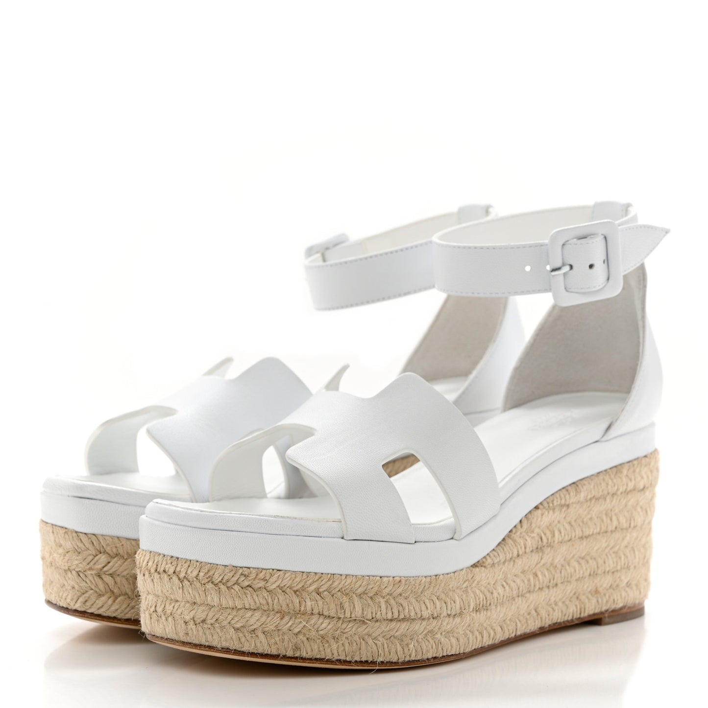 Goatskin Elda Espadrille Wedge Sandals 35 White