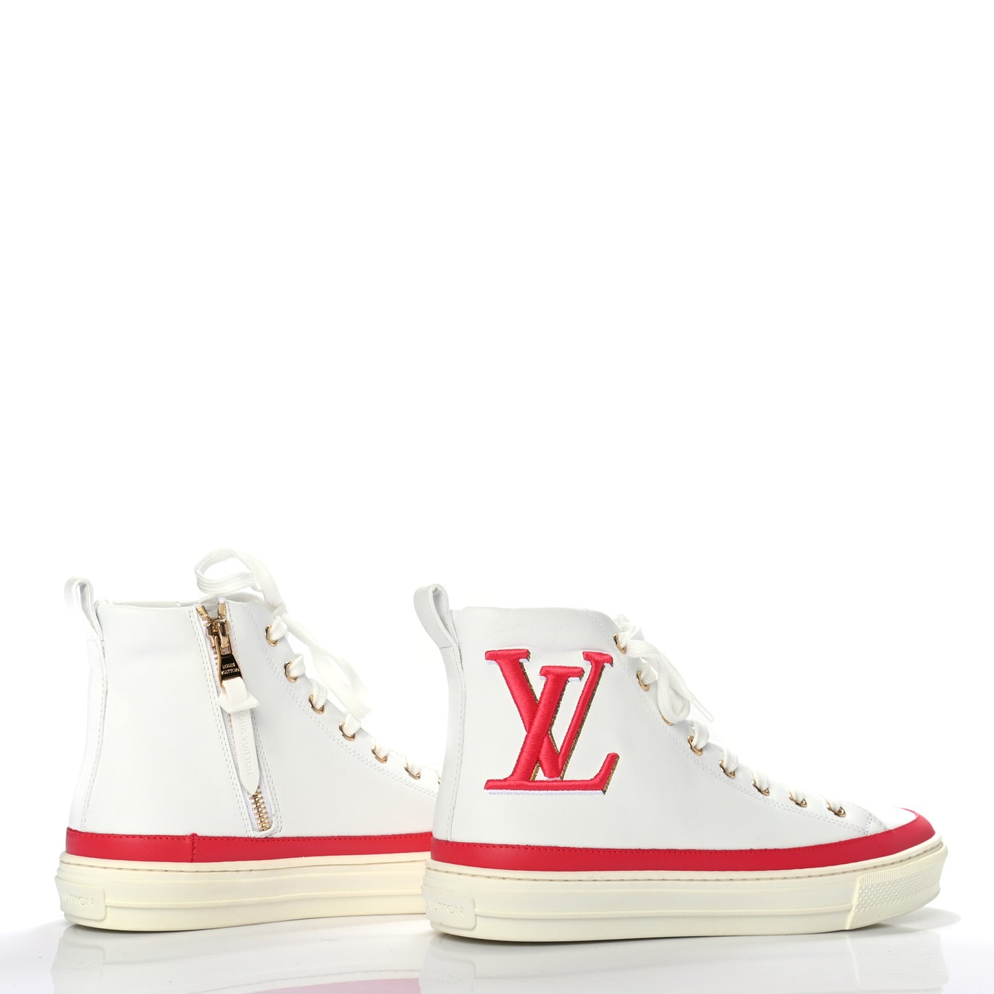 Calfskin LV Stellar Sneaker Boots 37 White Framboise