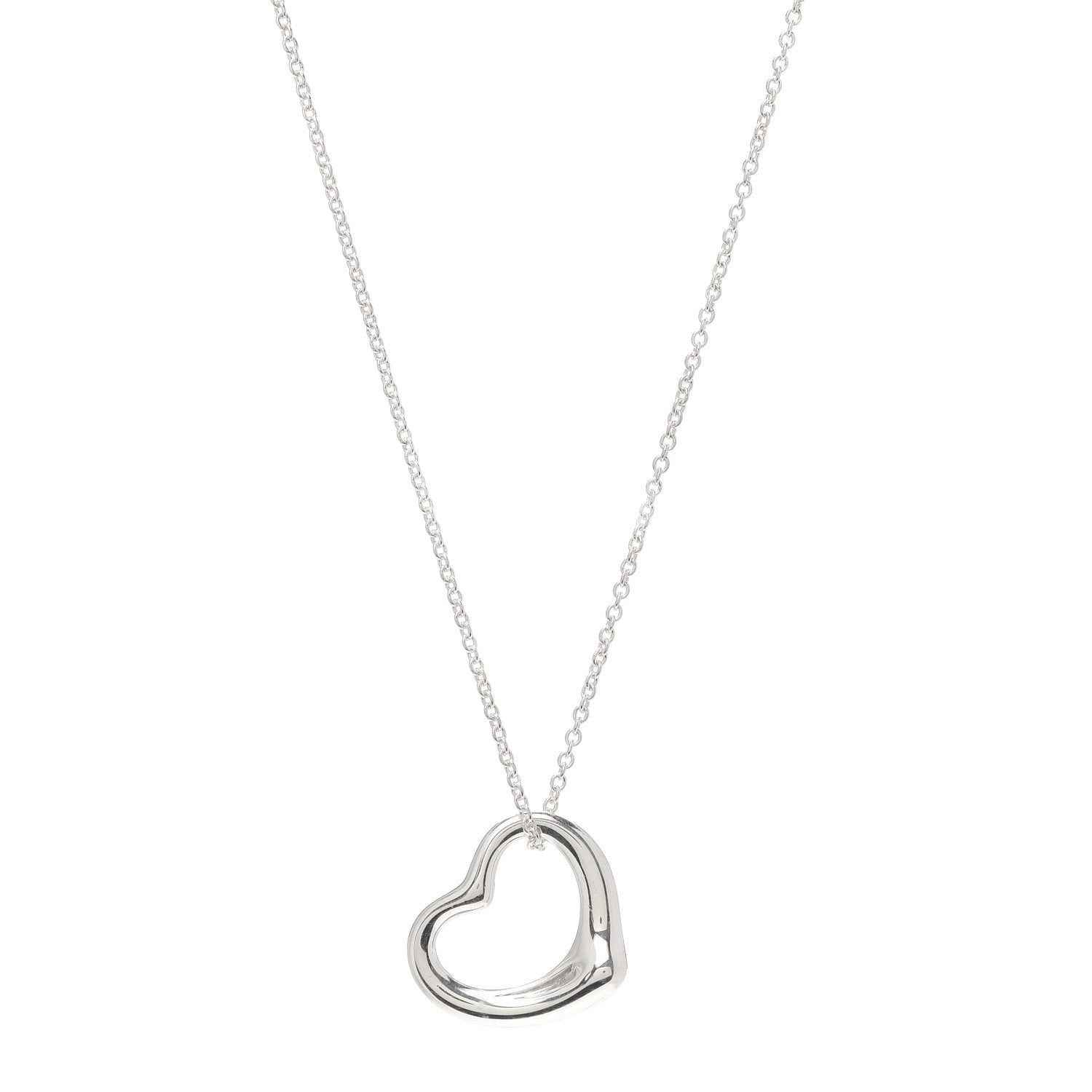 Tiffany Sterling Silver 22mm Elsa Peretti Open Heart Pendant Necklace 1 of 5