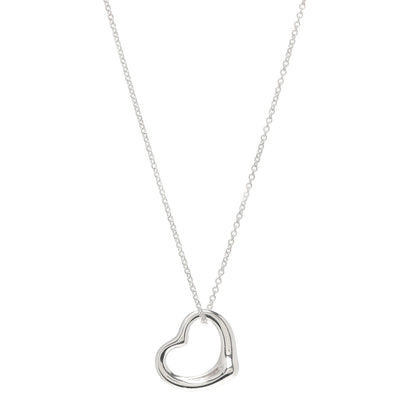 Tiffany Sterling Silver 22mm Elsa Peretti Open Heart Pendant Necklace 1 of 5