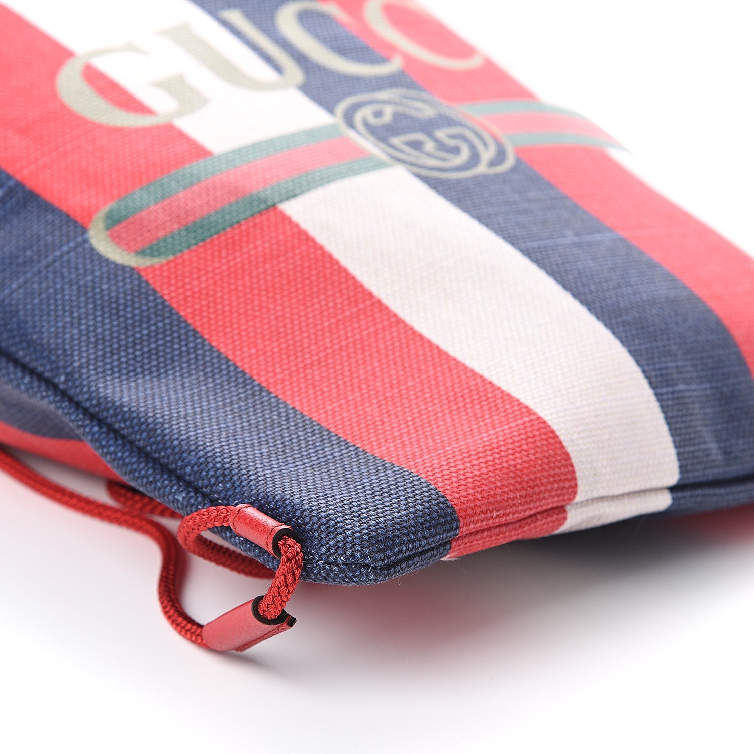 Gucci Canvas Logo Sylvie Stripe Drawstring Backpack Red 7 of 8