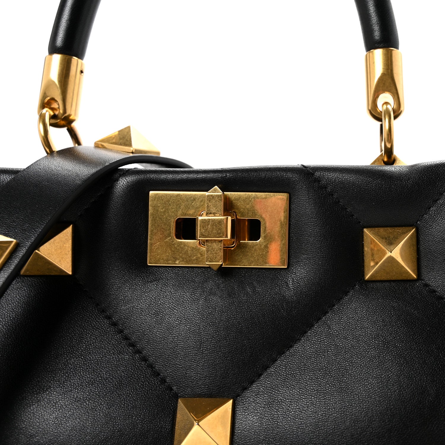 Valentino Garavani Nappa Roman Stud The Handle Bag Black 7 of 9