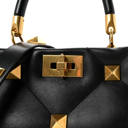 Valentino Garavani Nappa Roman Stud The Handle Bag Black 7 of 9