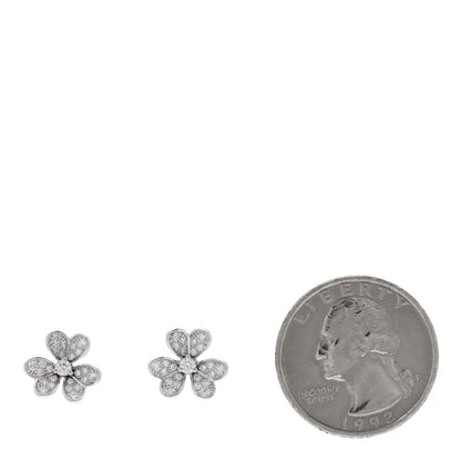 Van Cleef & Arpels 18K White Gold Diamond Mini Frivole Pave Earrings 2 of 7