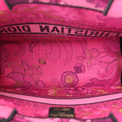 Christian Dior Canvas Embroidered Medium Book Tote Fuchsia Multicolor 5 of 10