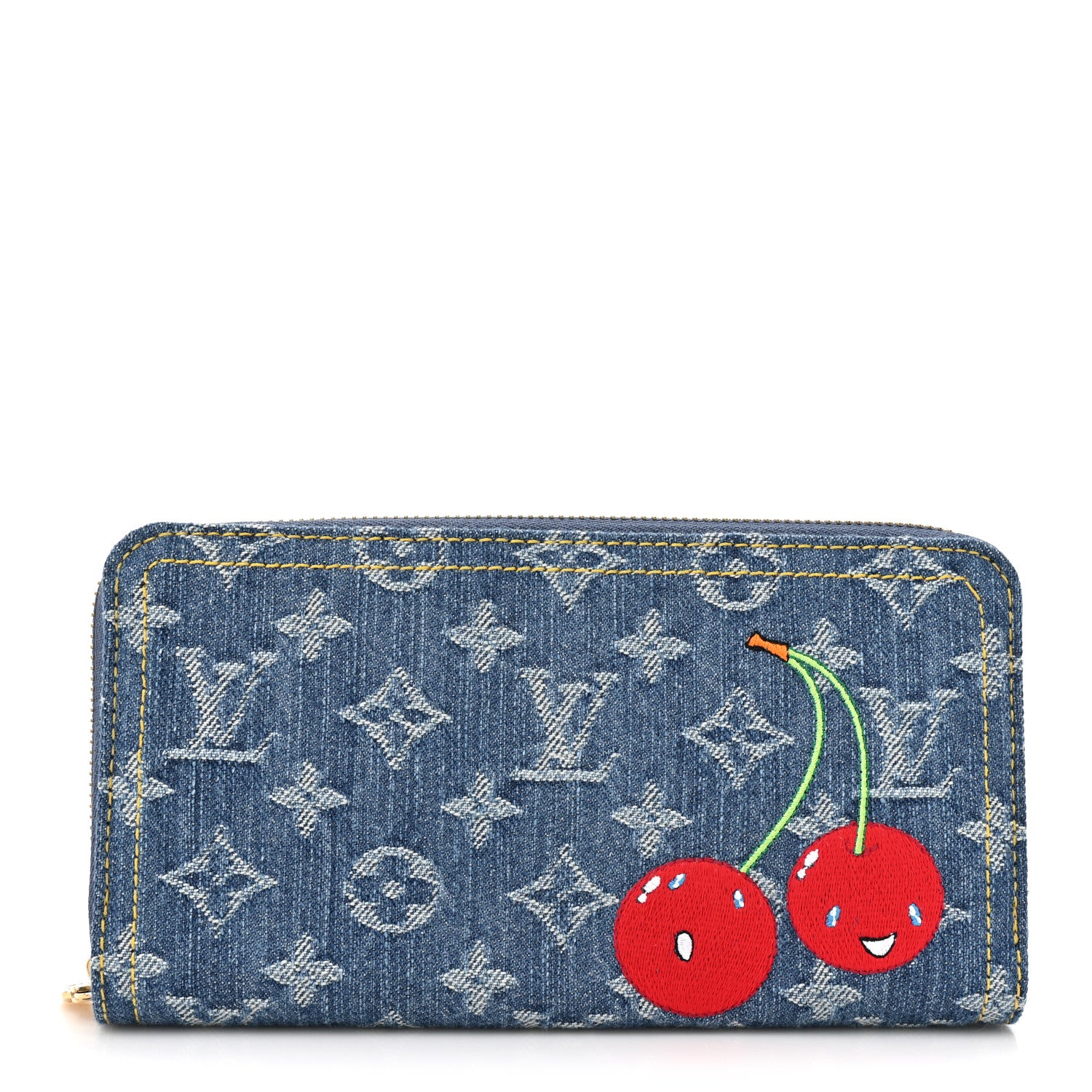 Louis Vuitton LV X TM Monogram Denim Cerises Zippy Wallet Blue 1 of 9