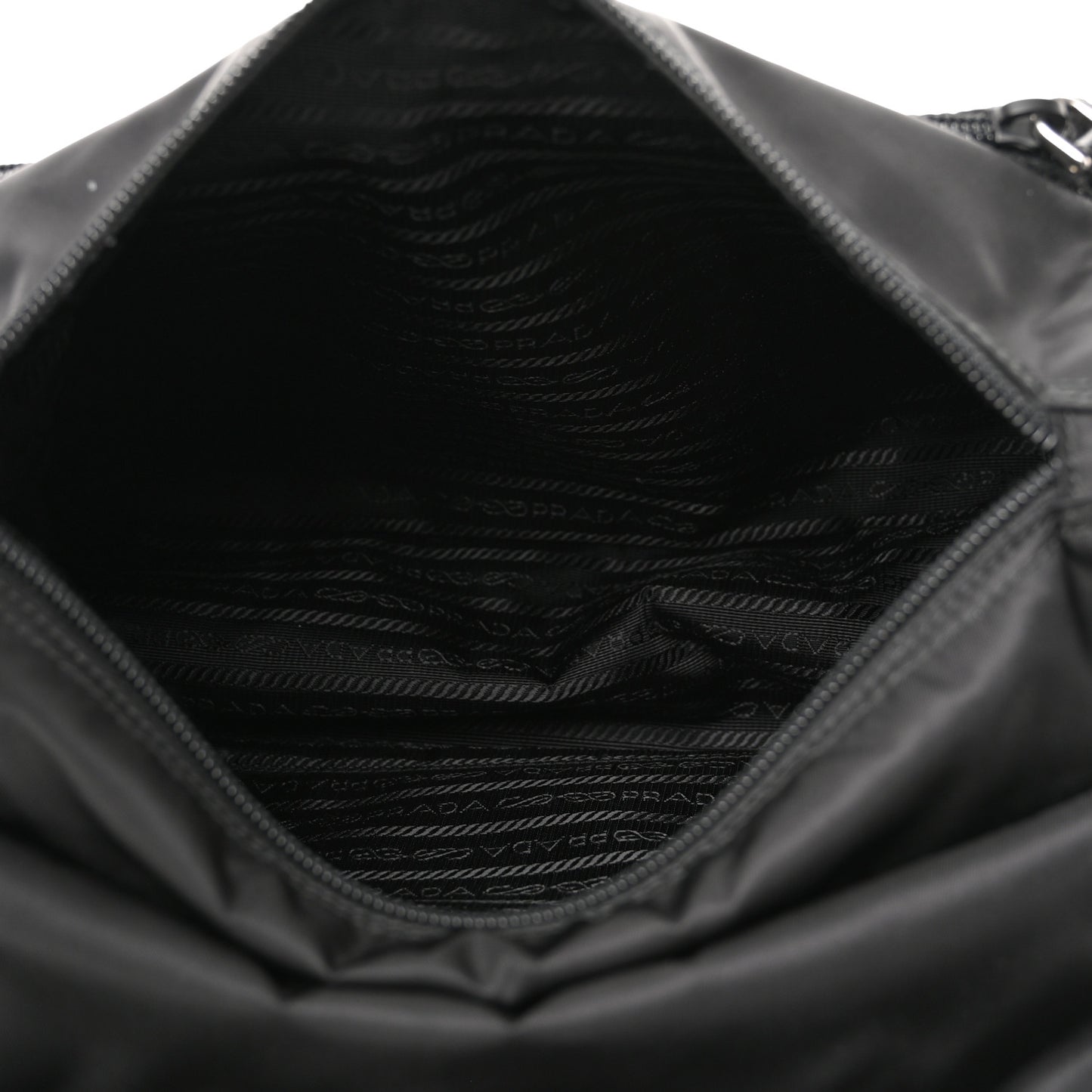 Re-Nylon Vela Saffiano Pocket Double Buckle Messenger Shoulder Bag Black