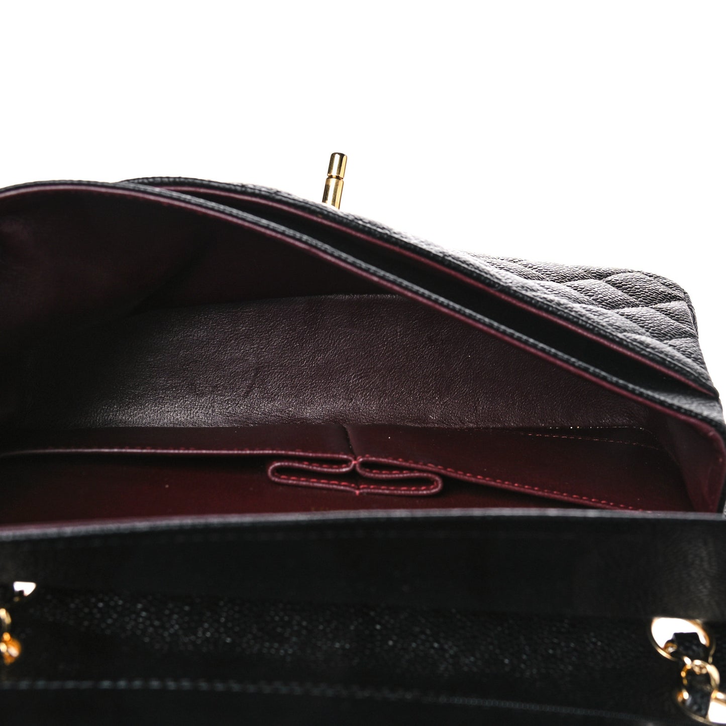 Caviar Quilted Medium Double Flap Black