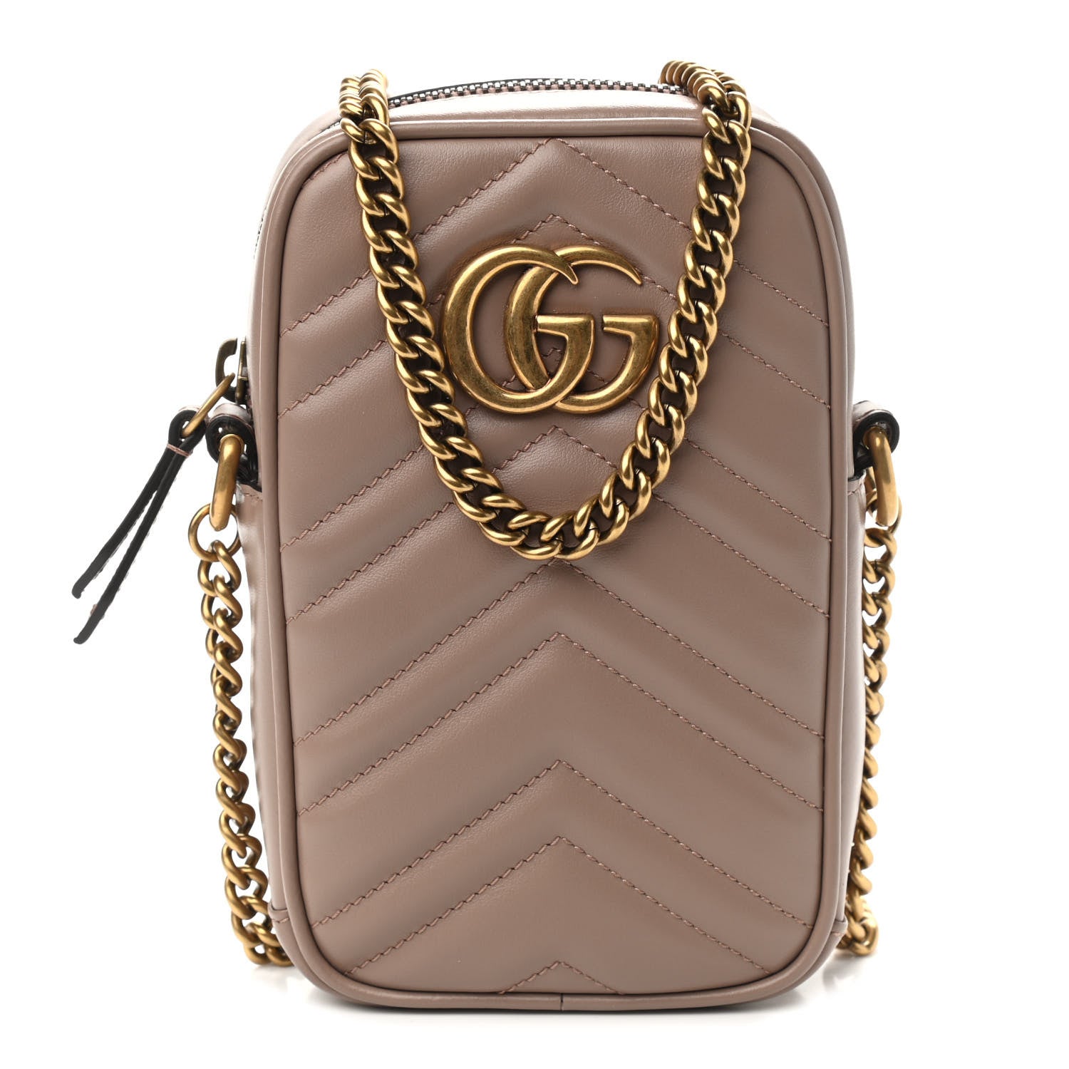 Gucci Calfskin Matelasse Mini GG Marmont Crossbody Bag Porcelain Rose 1 of 8