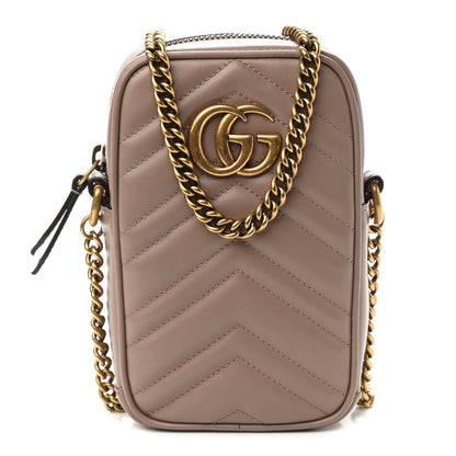 Gucci Calfskin Matelasse Mini GG Marmont Crossbody Bag Porcelain Rose 1 of 8