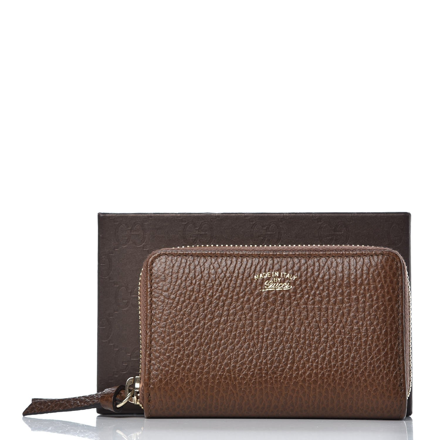 Gucci Dollar Calfskin Swing Zip Around Card Case Nut Brown 7 of 7