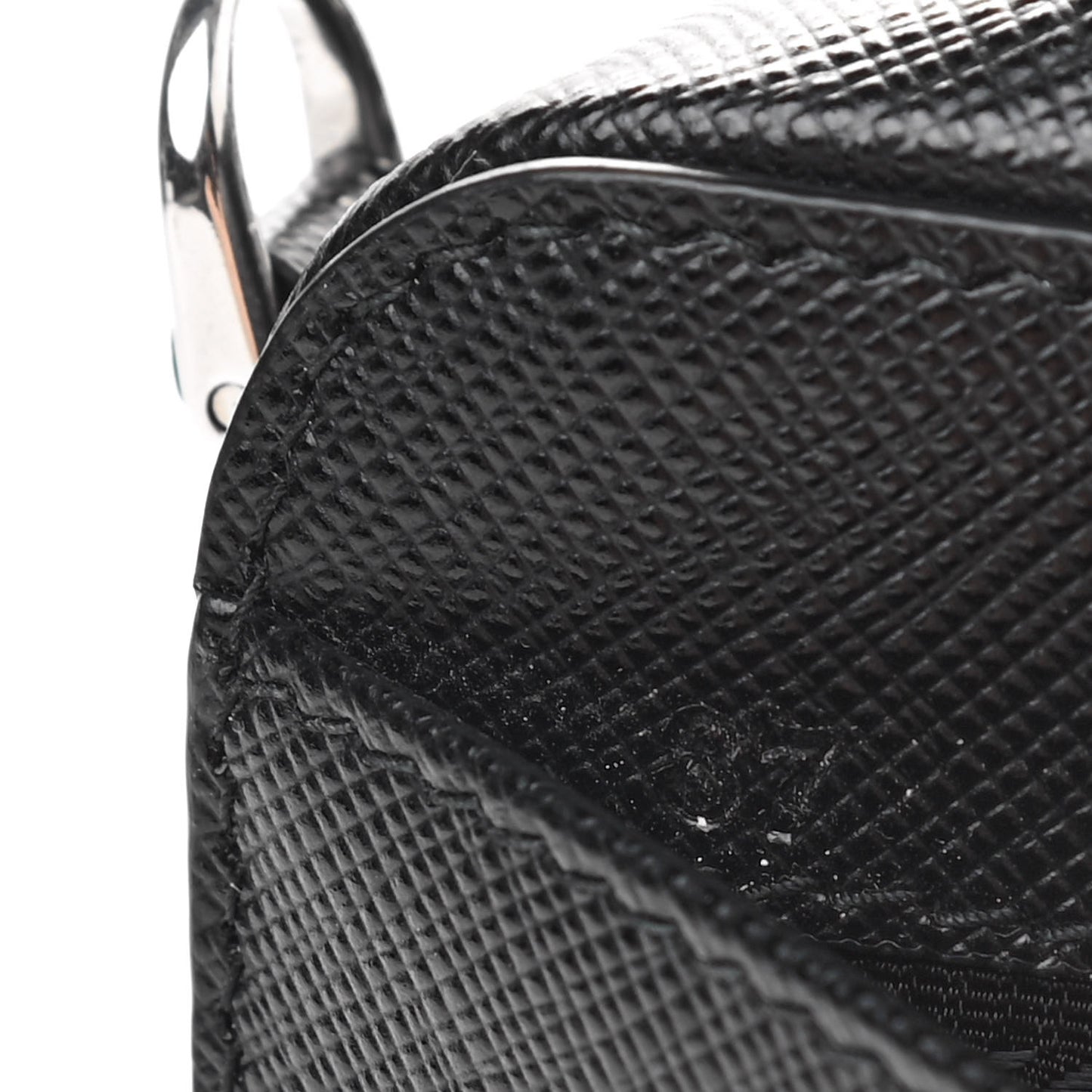 Saffiano Travel Metal Triangle Logo Mini Pouch Shoulder Bag Black