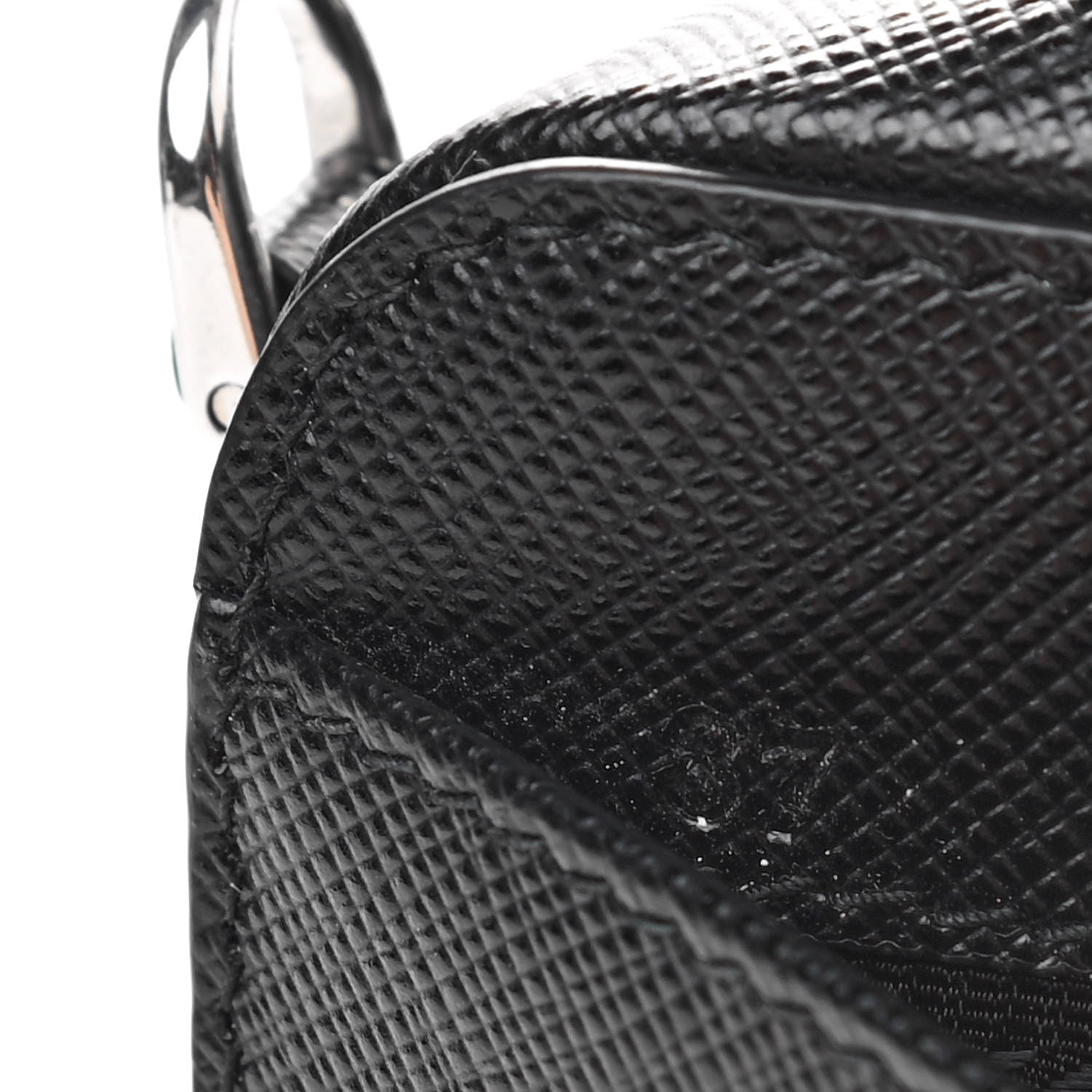 Prada Saffiano Travel Metal Triangle Logo Mini Pouch Shoulder Bag Black 7 of 7