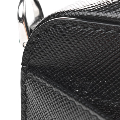 Prada Saffiano Travel Metal Triangle Logo Mini Pouch Shoulder Bag Black 7 of 7