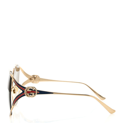 Gucci Metal Oversized Round Frame GG0225S Sunglasses Gold 3 of 7