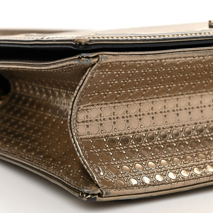 Christian Dior Metallic Patent Micro-Cannage Medium Diorama Flap Bag Gold 9 of 13