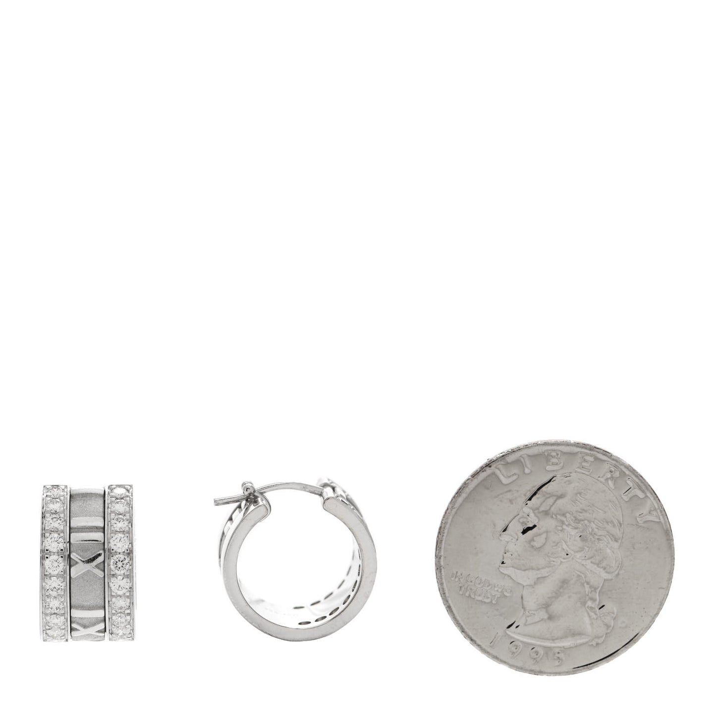 18K White Gold Diamond Atlas Hoop Earrings