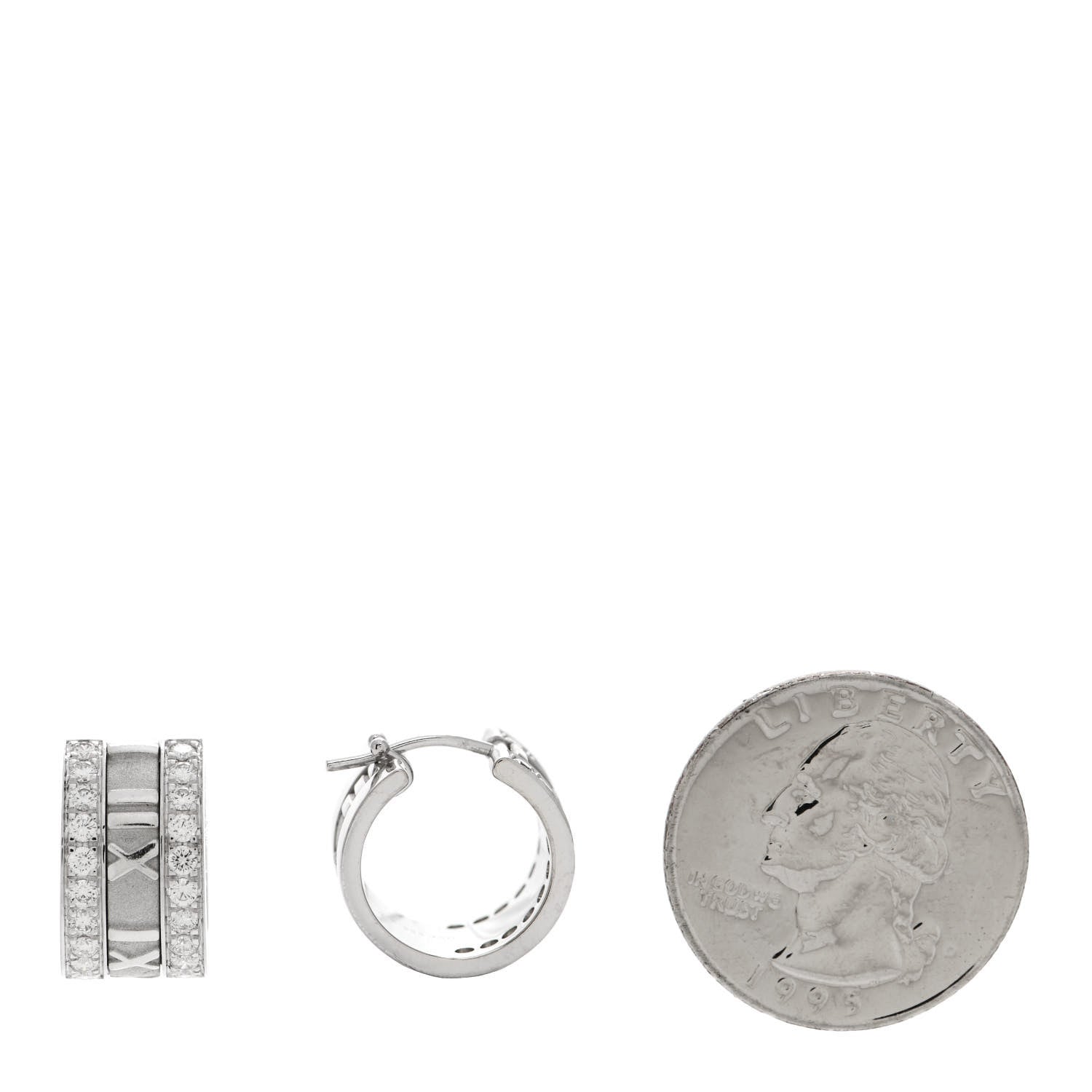 Tiffany 18K White Gold Diamond Atlas Hoop Earrings 2 of 5