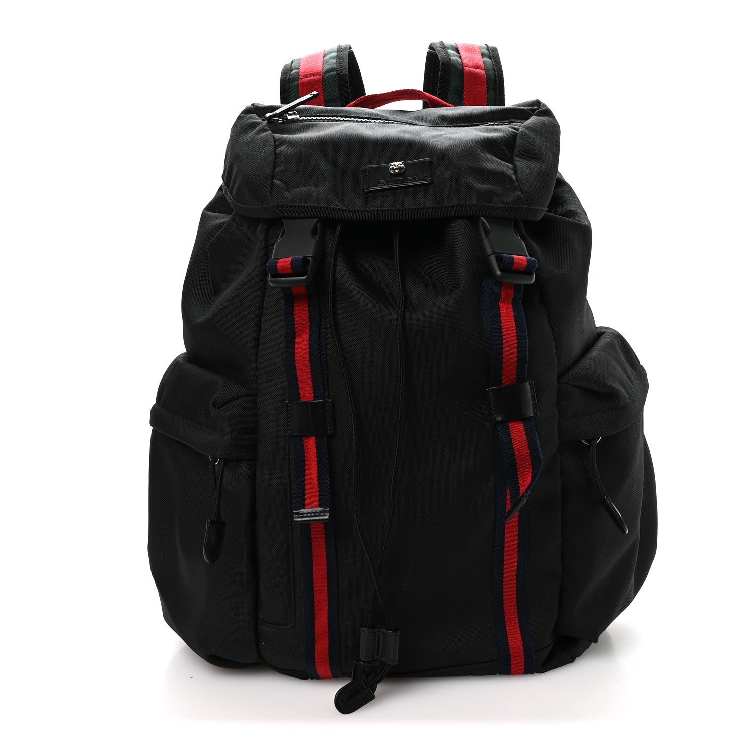 Gucci Techno Canvas Web Double Buckle Backpack Black 1 of 9