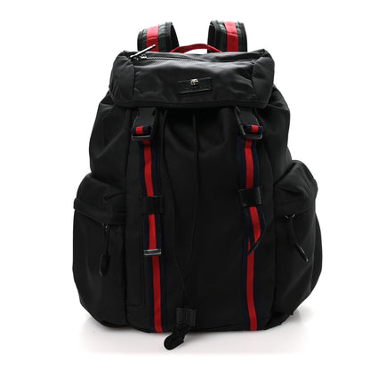 Gucci Techno Canvas Web Double Buckle Backpack Black 1 of 9