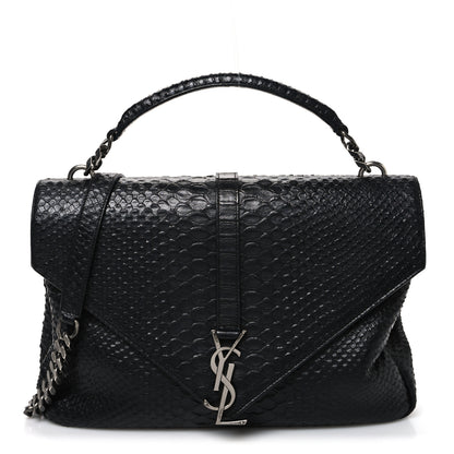 Saint Laurent Snake Calfskin Embossed Monogram Large College Satchel Black 1 of 11