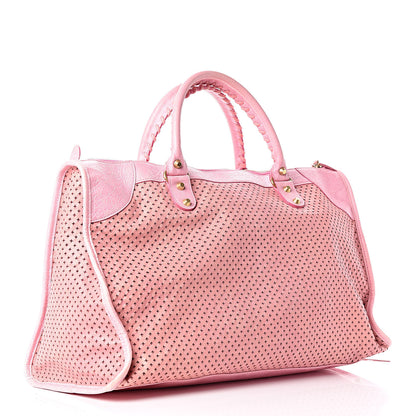 Balenciaga Agneau Cross Perforated Classic Gold Hardware Work Rose 3 of 12