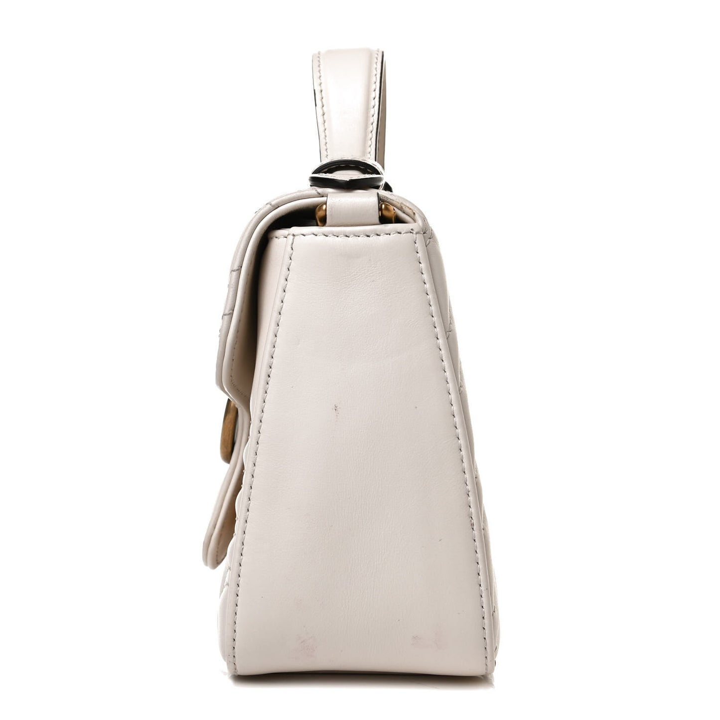 Calfskin Matelasse Mini GG Marmont Top Handle Shoulder Bag White