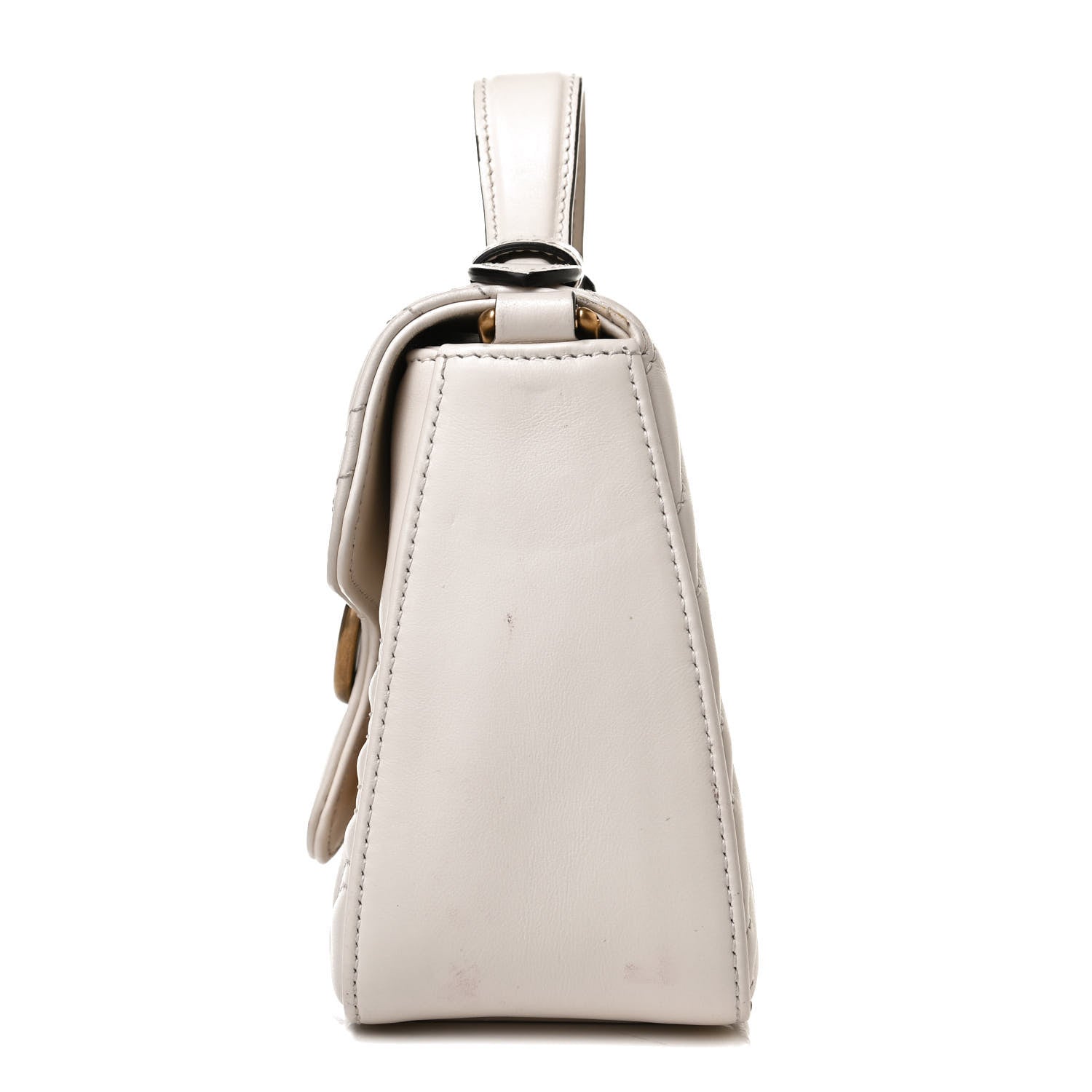 Gucci Calfskin Matelasse Mini GG Marmont Top Handle Shoulder Bag White 12 of 17