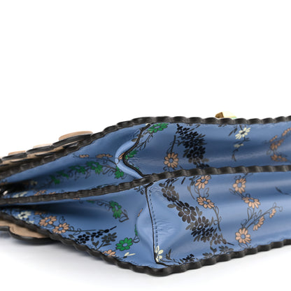 Fendi Vitello Liberty Japanese Blossom Scalloped Studded Grommet Kan I Shoulder Bag Nebula Multicolor 9 of 10