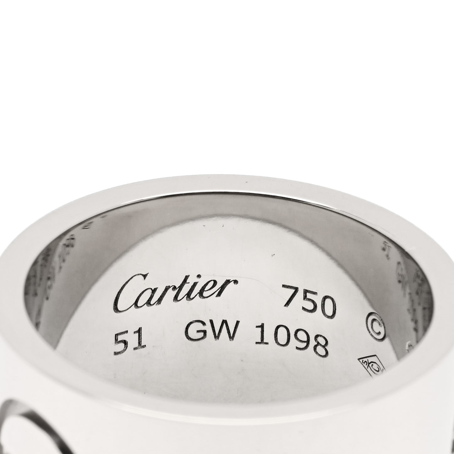 18K White Gold 11mm LOVE Ring 51 5.75
