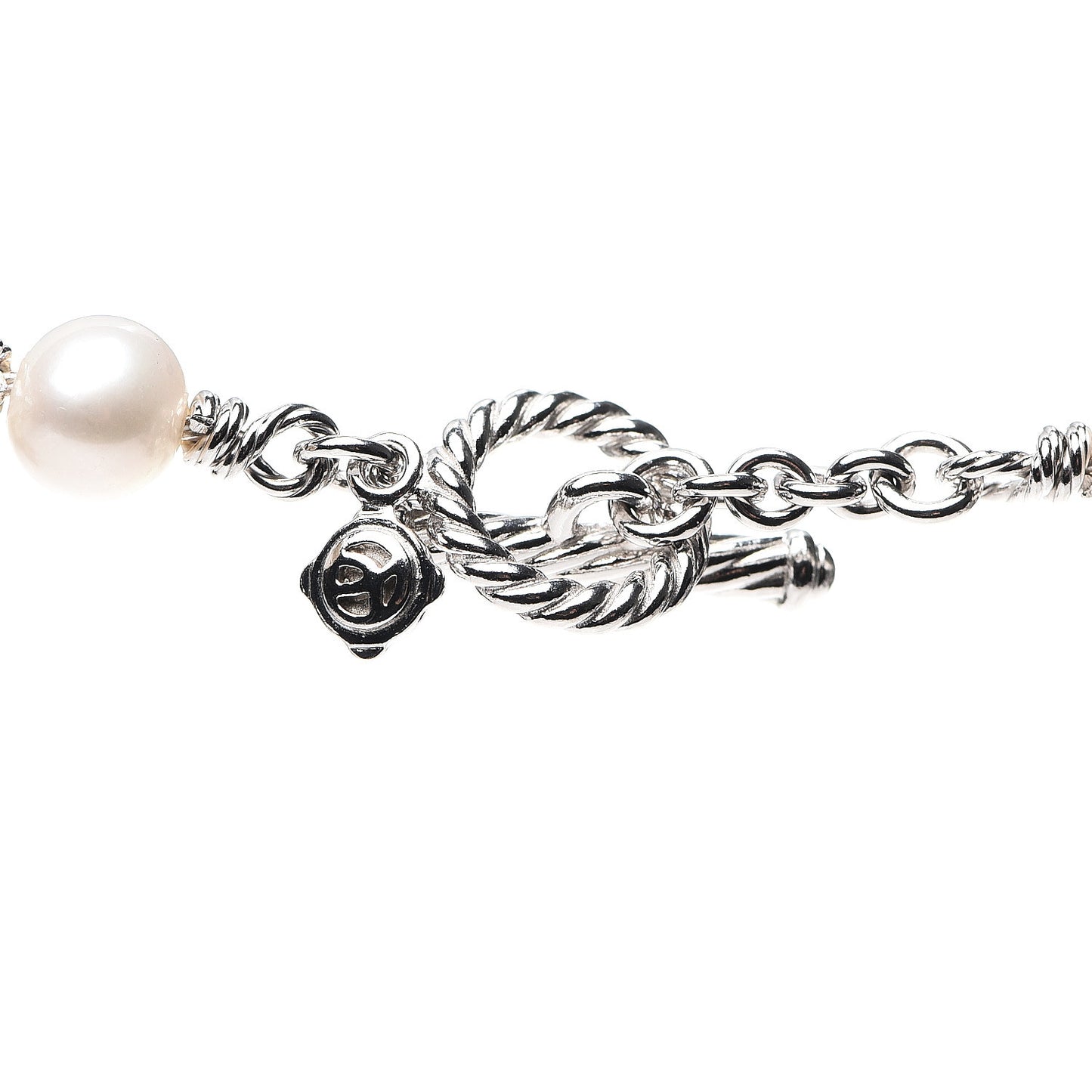 Sterling Silver Pearl 9mm Quatrefoil Long Chain Necklace