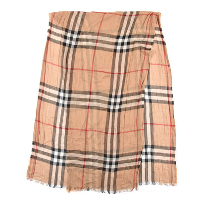 Burberry Wool Silk Gauze Giant Check Lightweight Scarf Camel 2 of 4