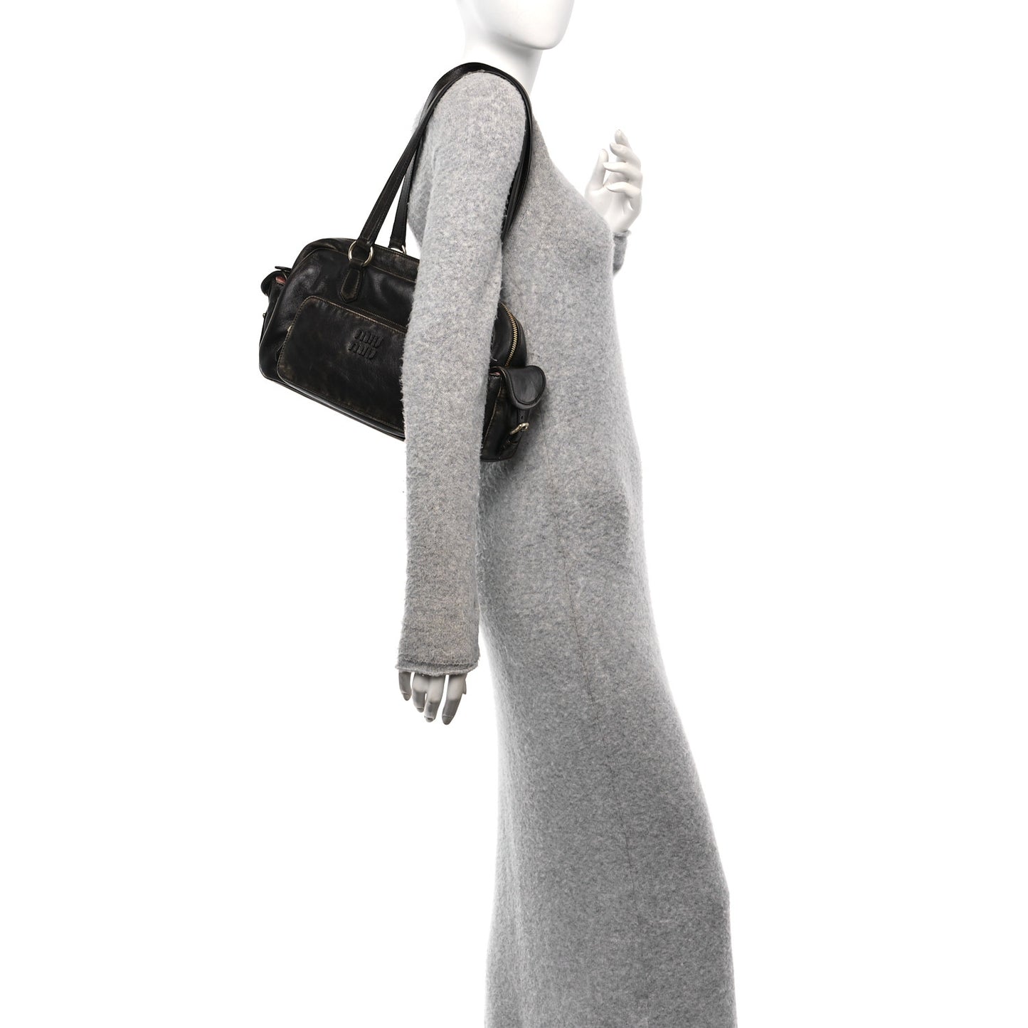 Distressed Nappa Shoulder Bag Sand Coffee